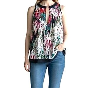 Elizabeth And James Abstract Print Racerback Blouse Size Small